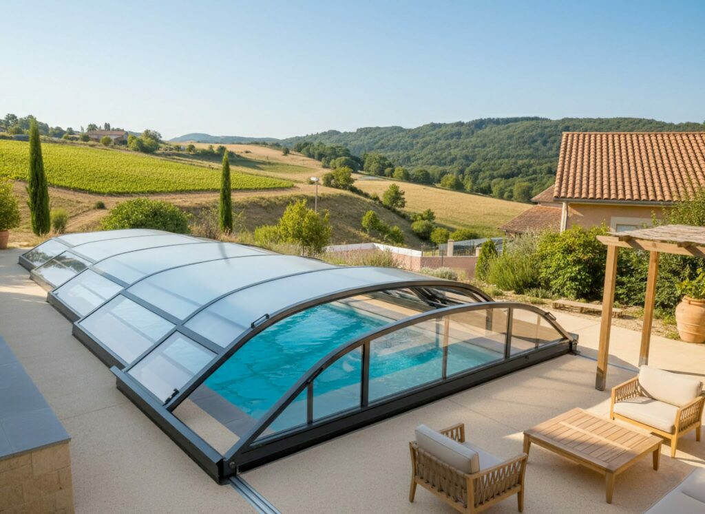 Abri de Piscine Bas Télescopique ANSEA