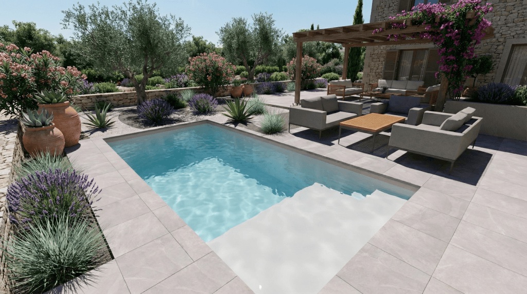 Gamme Zénith avec plage immergée, nouveautés piscines 2026 disponible en Moselle