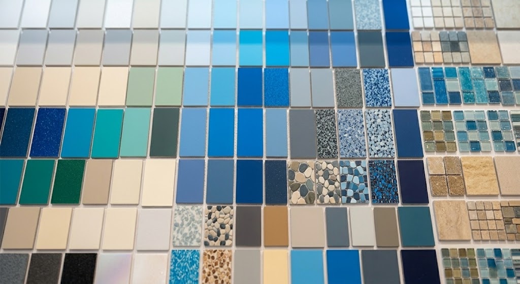 Matériauthèque et nuanciers au magasin d'Art et Loisirs Piscines